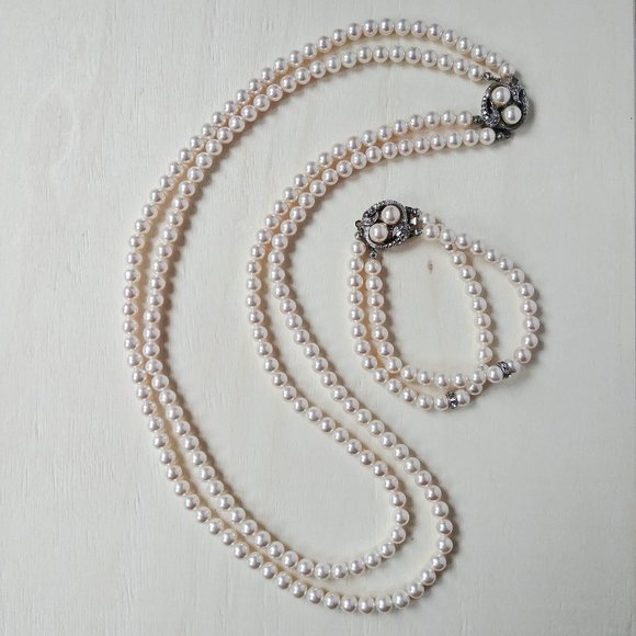 70s Vintage Matching Pearl Necklace and Bracelet - Picture 8 of 8